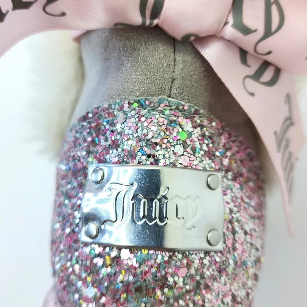 Juicy Couture Claremont Grey Faux Fur Glitter Bow Boots Girls Size 2M